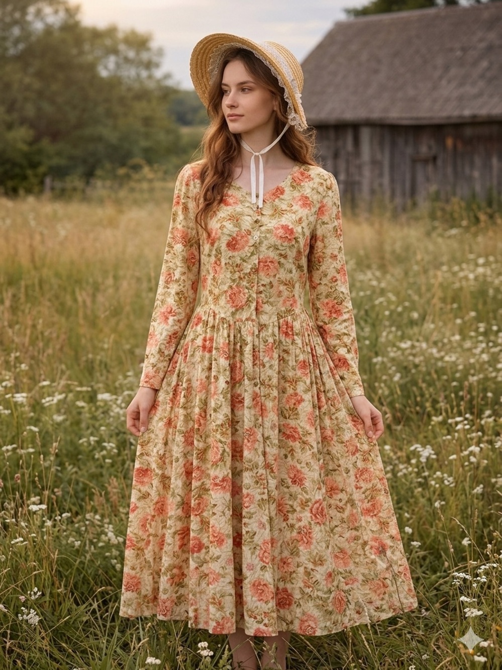 Vintage Laura Ashley Floral Maxi Dress prairie
